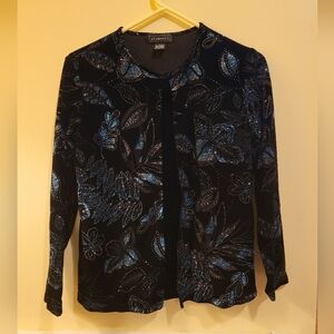 Elementz Black Cardigan with Glittering Blue Highlights